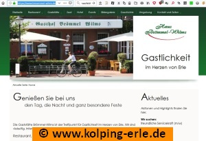 Das Bild zeigt die Webseite der Gaststätte Brömmel-Wilms