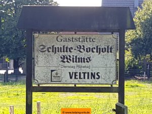 Schild der Gaststätte Schulte-Bocholt Wilms